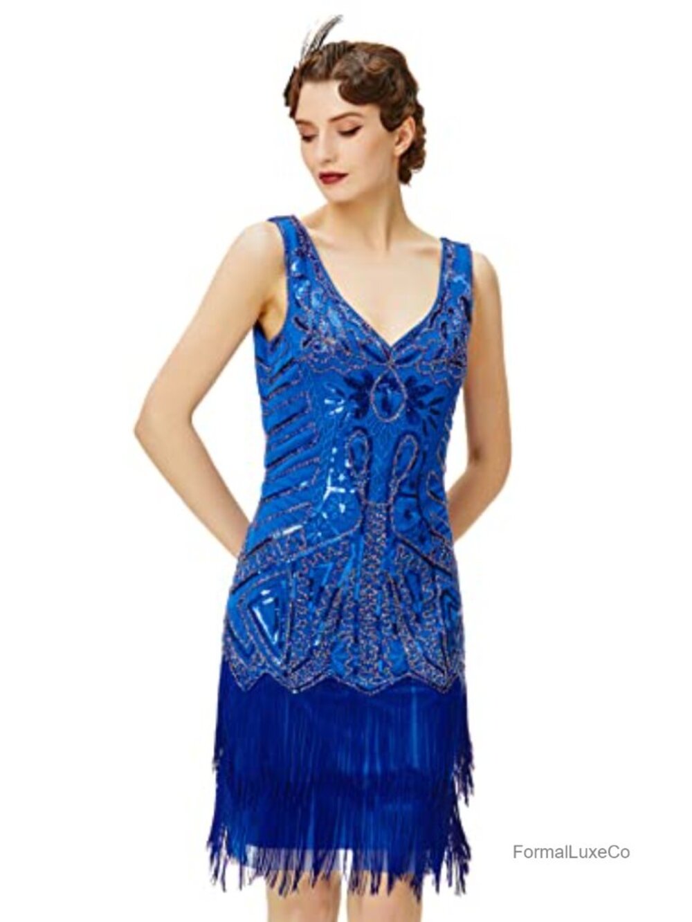 1920s Beaded Fringe Sequin Gatsby Flapper Cocktail Dress
